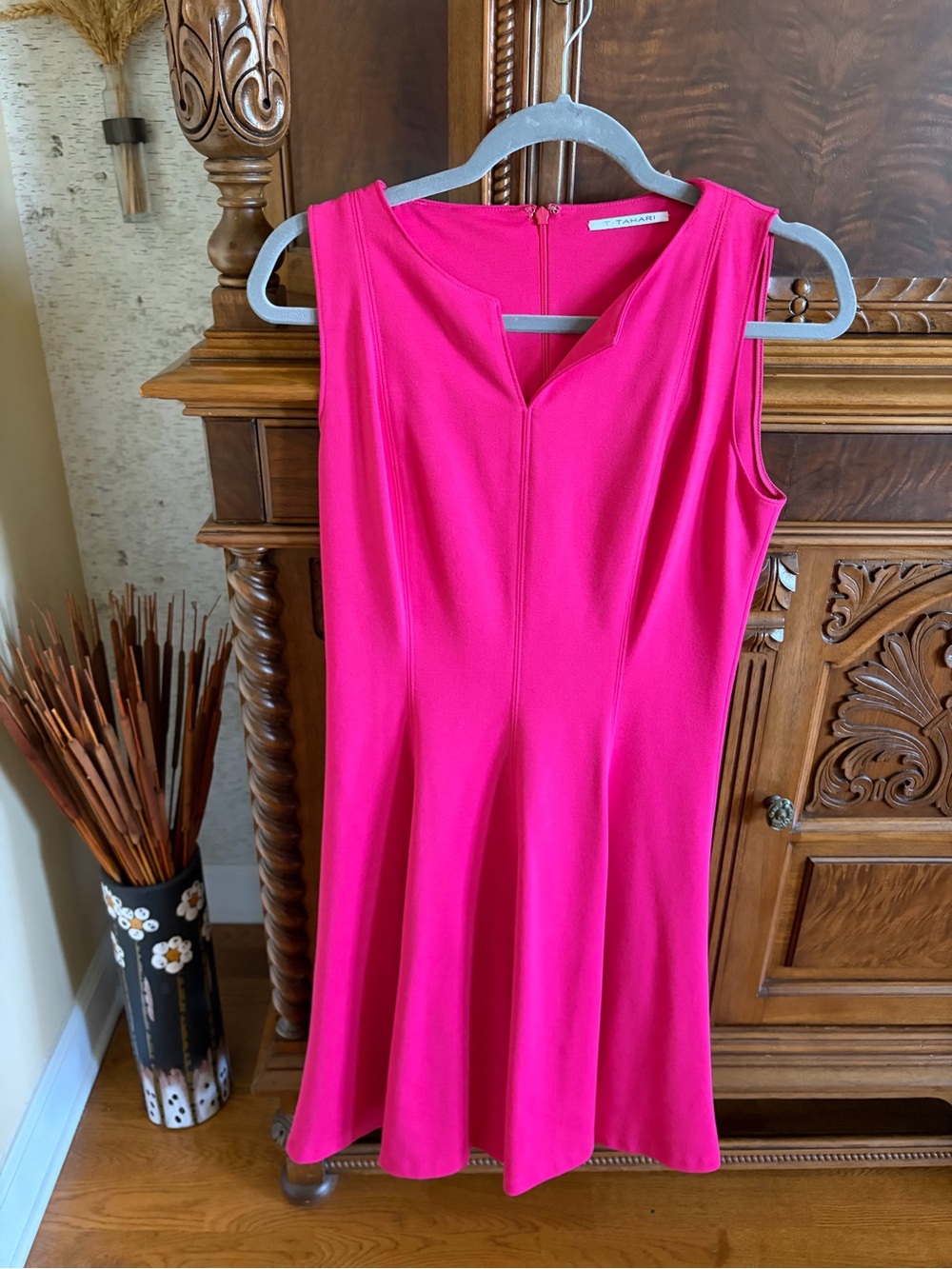Tahari Hot Pink Sleeveless Fit & Flare Dress